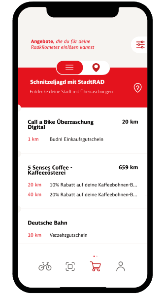 Ansicht des Einkaufswagen-Reiters in der Rad+ App